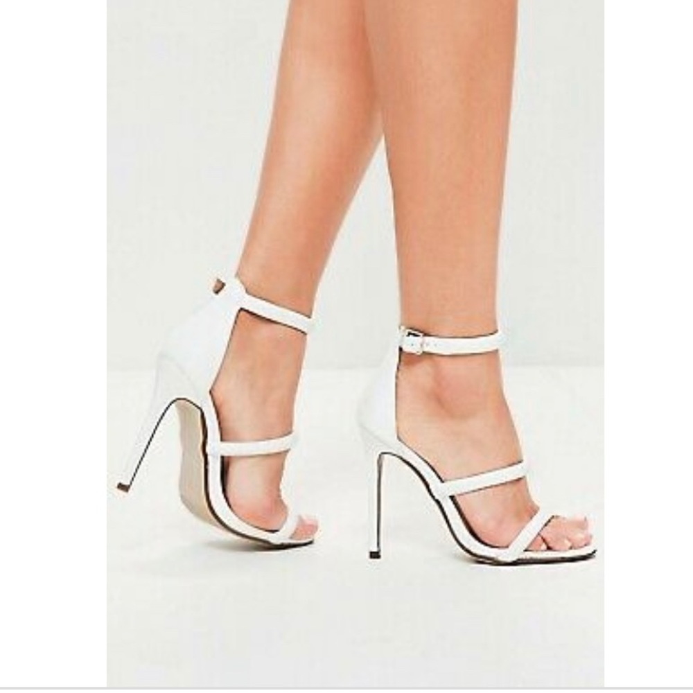 Missguided Triple Strap White Heel - US 10/UK 8